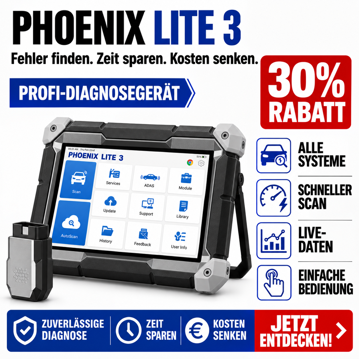 Professionelles Kfz-Diagnosegerät Phoenix Lite 3